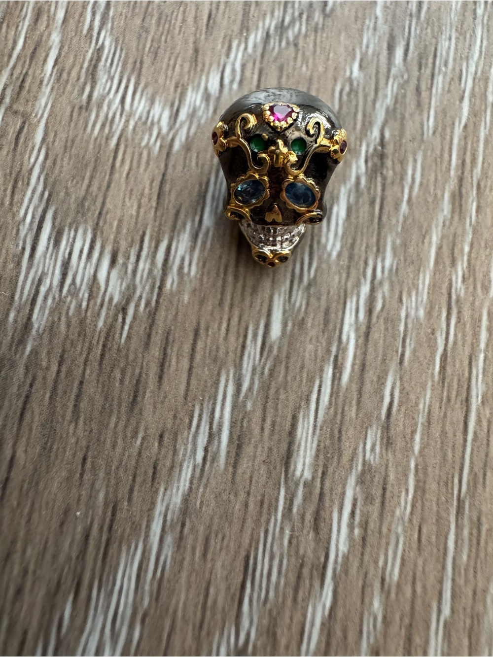 925 sugar skull Single bead charm with rhinestones